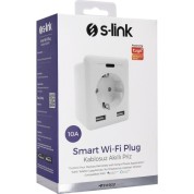 S-Link Swapp SL-04 10A Akım Korumalı Akıllı Priz 2 USB 2.4 Ghz Wifi TUYA Destekli